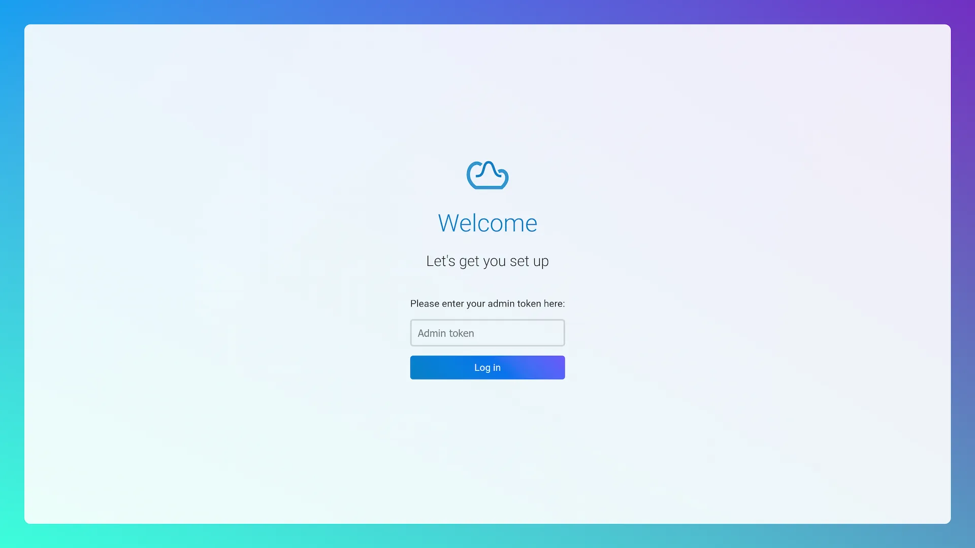 The welcome page for the setup portal used by the superuser