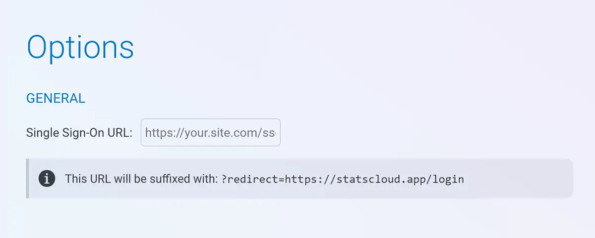 The field to enter the SSO URL on the admin settings page